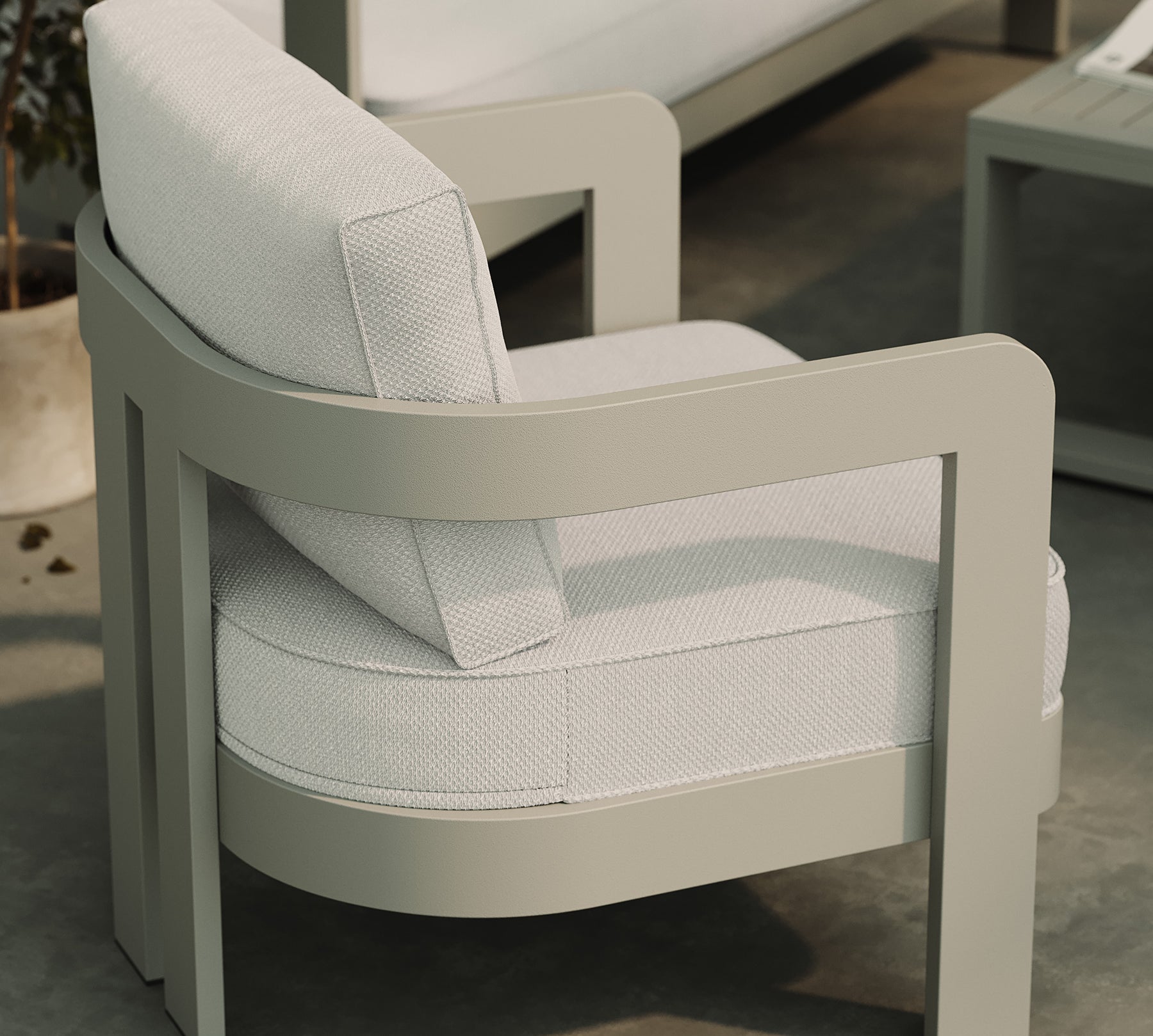 Three Seater Sofa Lounge Chair Cirrus Textured Weave Taupe Coffee Table