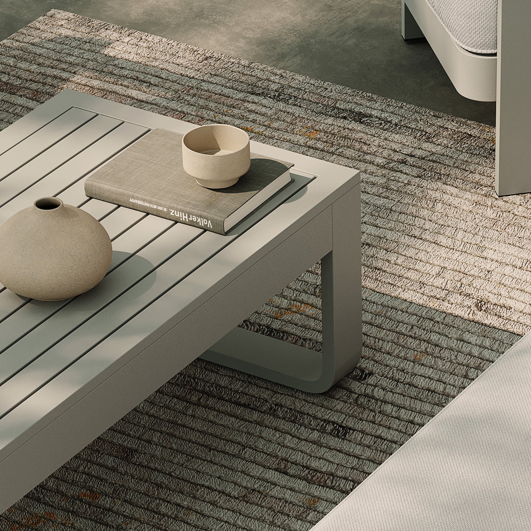 Taupe Coffee Table Champagne Rug