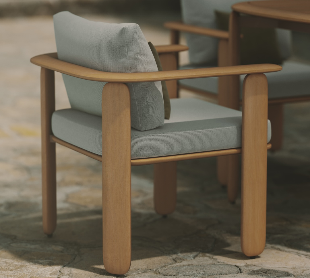N4 dining chair  in medium teak life style image