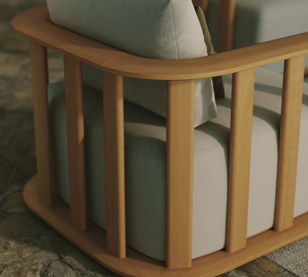 N4 lounge chair  in medium teak life style image