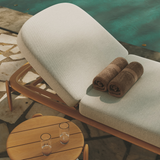 N4 sun lounger in medium teak life style image