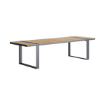 N5 dining table powder-coated aluminium frame against light teak product image 