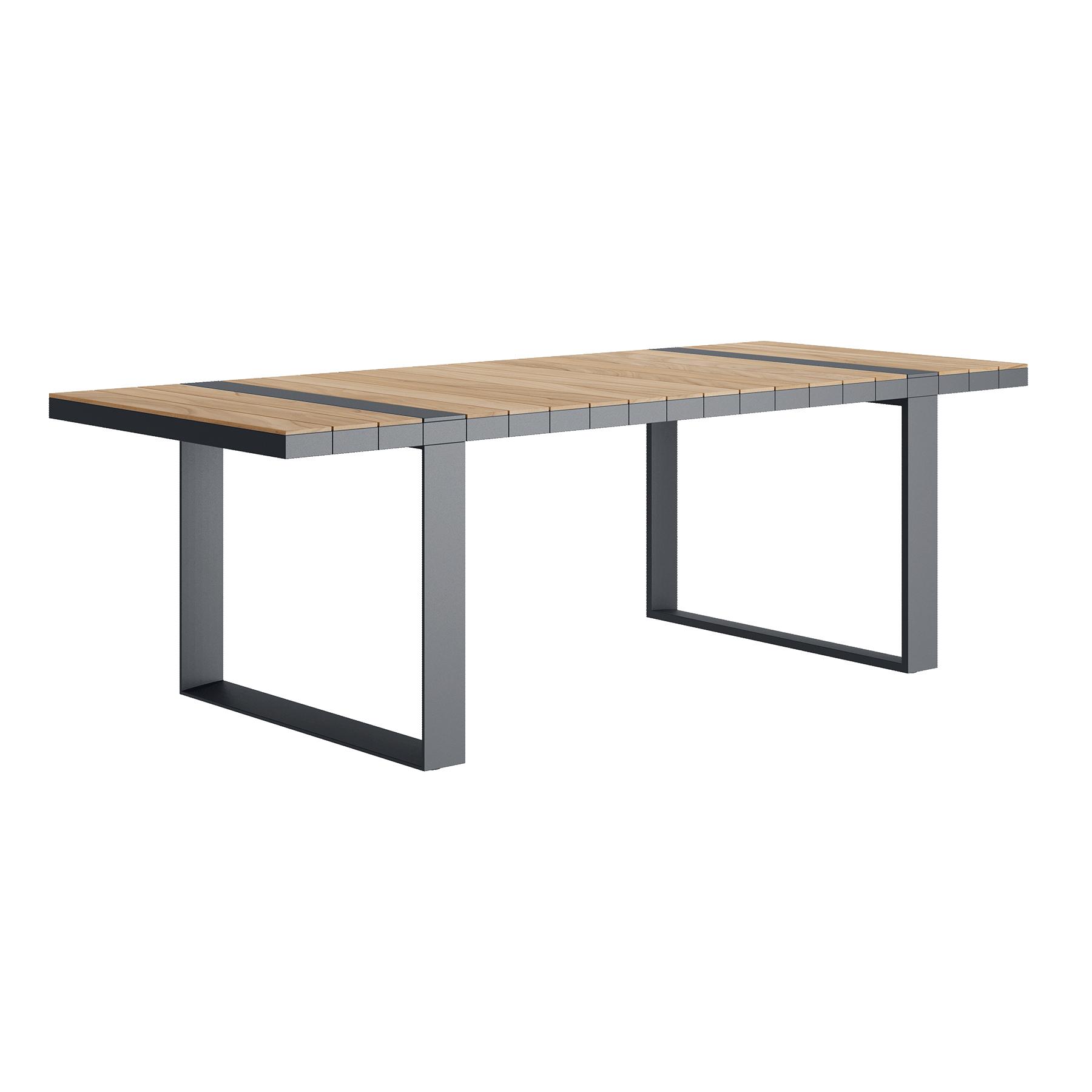 N5 dining table powder-coated aluminium frames against light teak product image