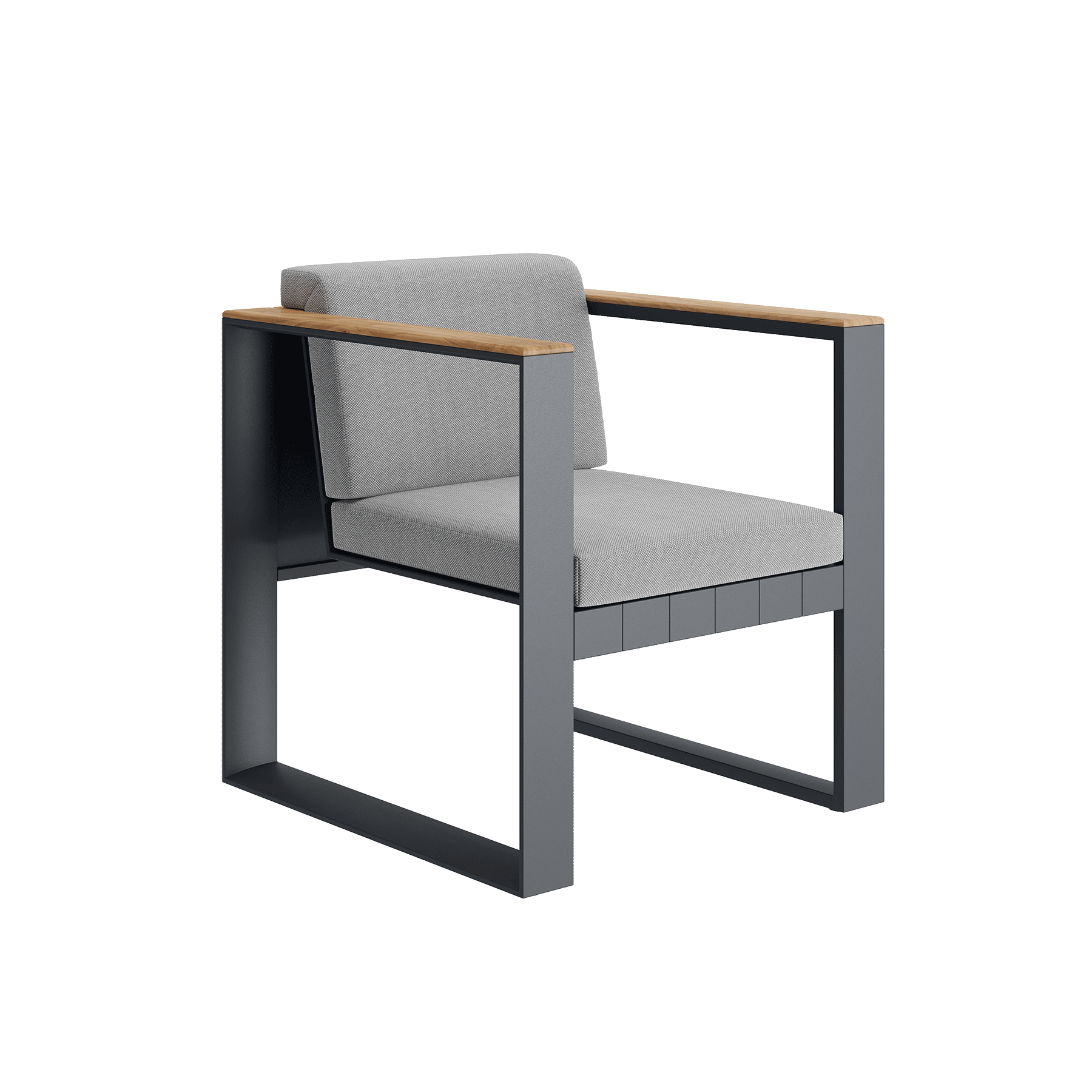 N5 dining chair powder-coated aluminium frames against light teak product image