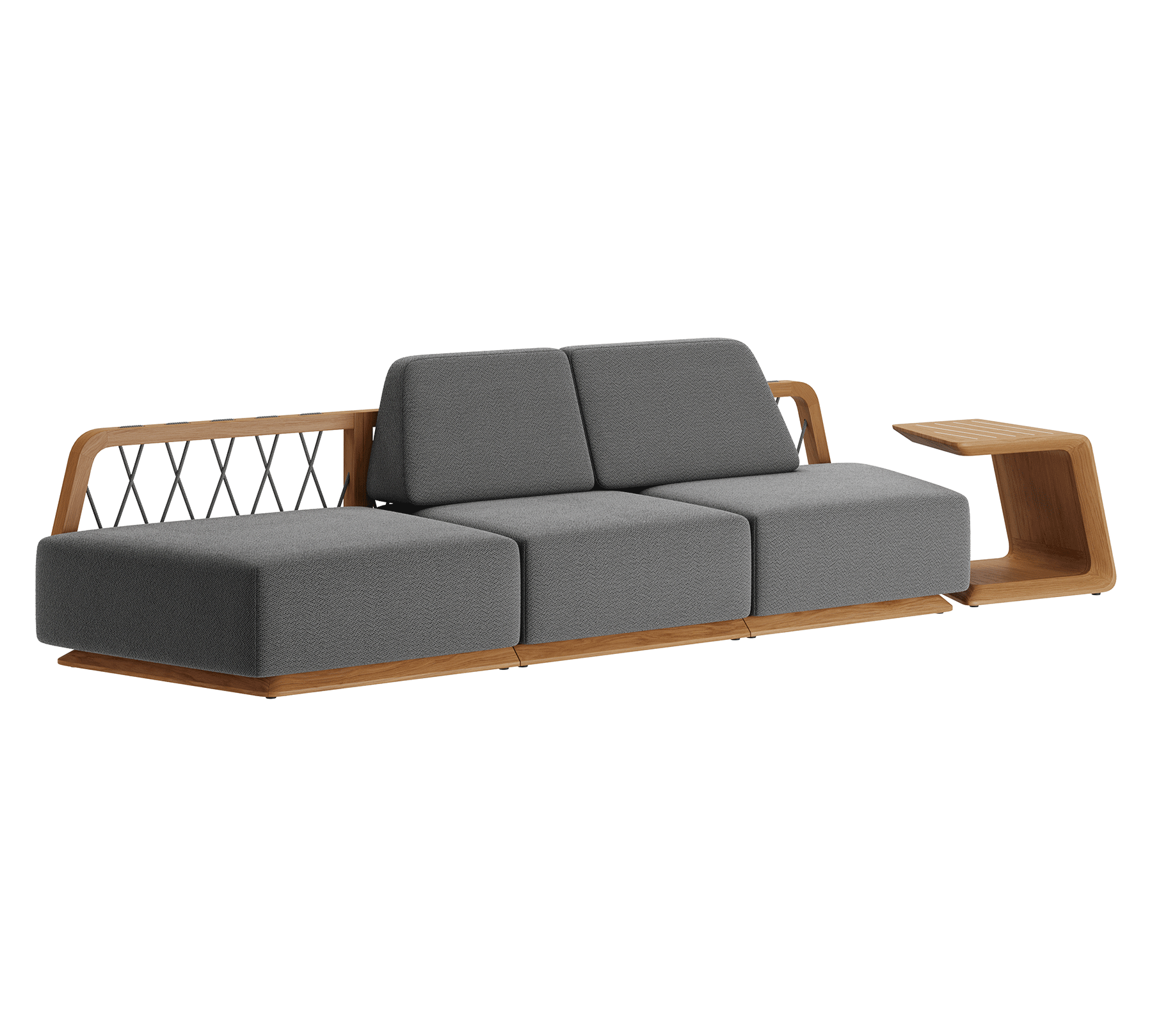 N6 dark three seater sofa with rope detail and side table product image