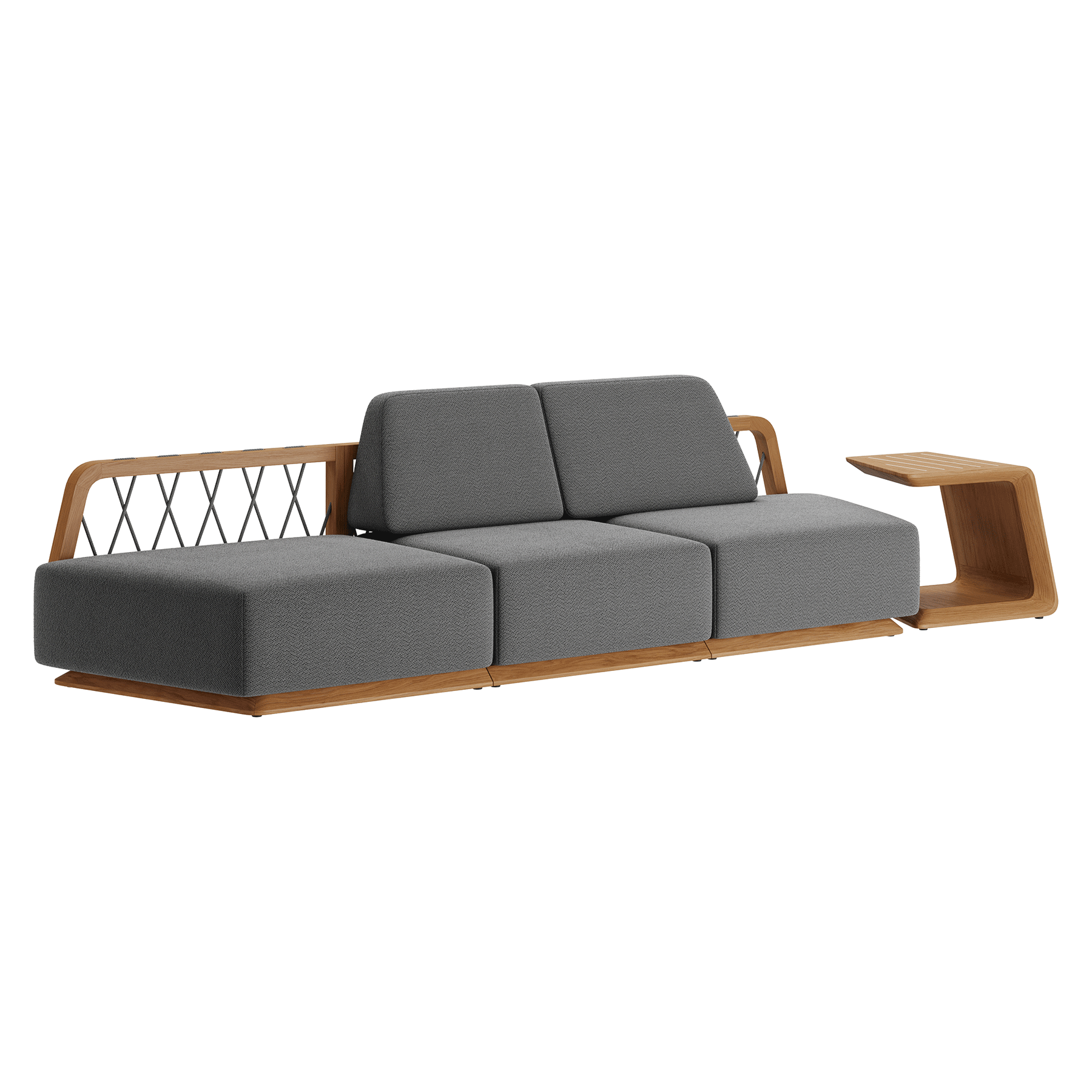 N6 dark three seater sofa with rope detail and side table product image