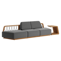 N6 dark three seater sofa with rope detail and side table product image