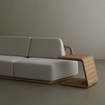 N6 outdoor teak corner sofa light close up