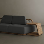 N6 outdoor teak three seater sofa dark close up