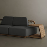N6 outdoor teak three seater sofa dark close up