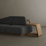 N6 outdoor teak corner sofa dark close up