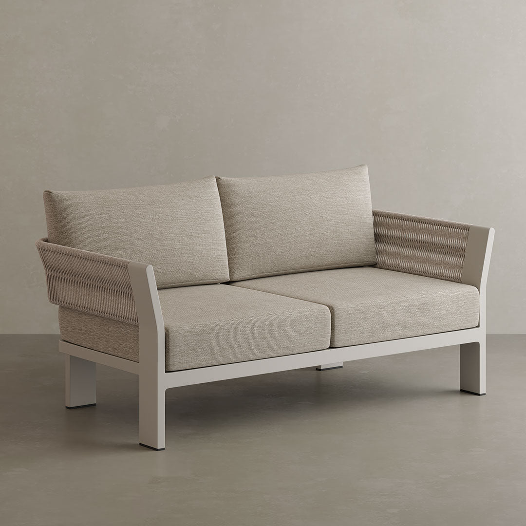 N7 teak and aluminium outdoor two seater sofa