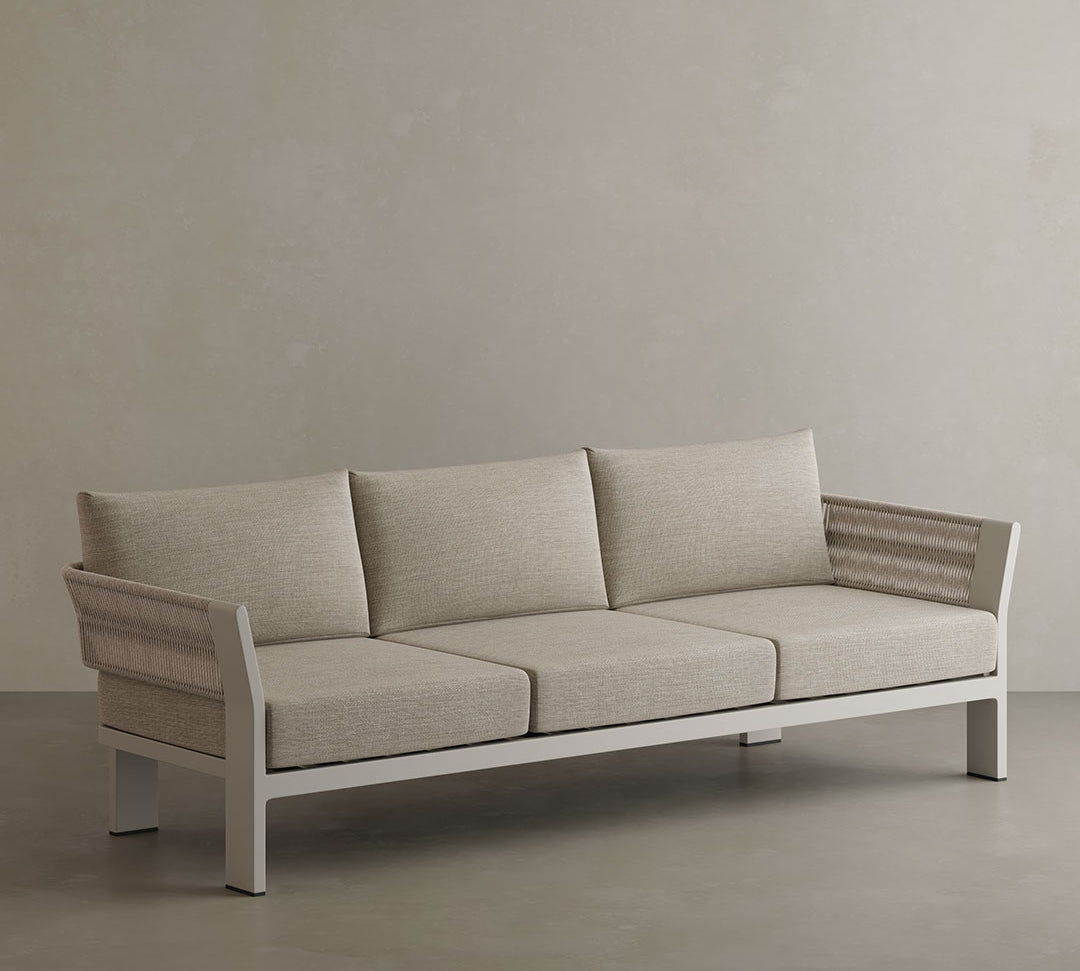 N7 teak and aluminium outdoor three seater sofa
