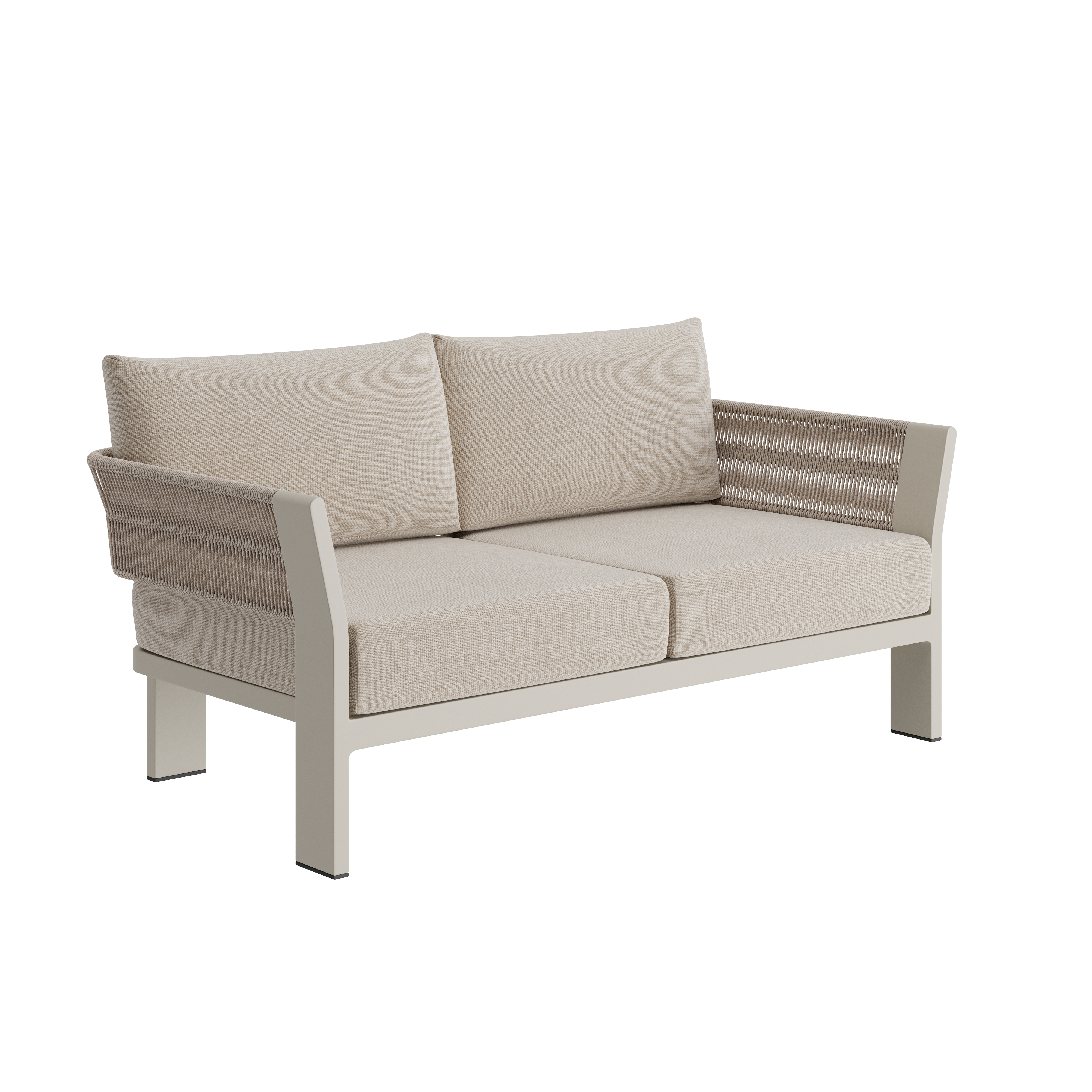 N7 two seater sofa in natural weave with aluminium & rope detail product image