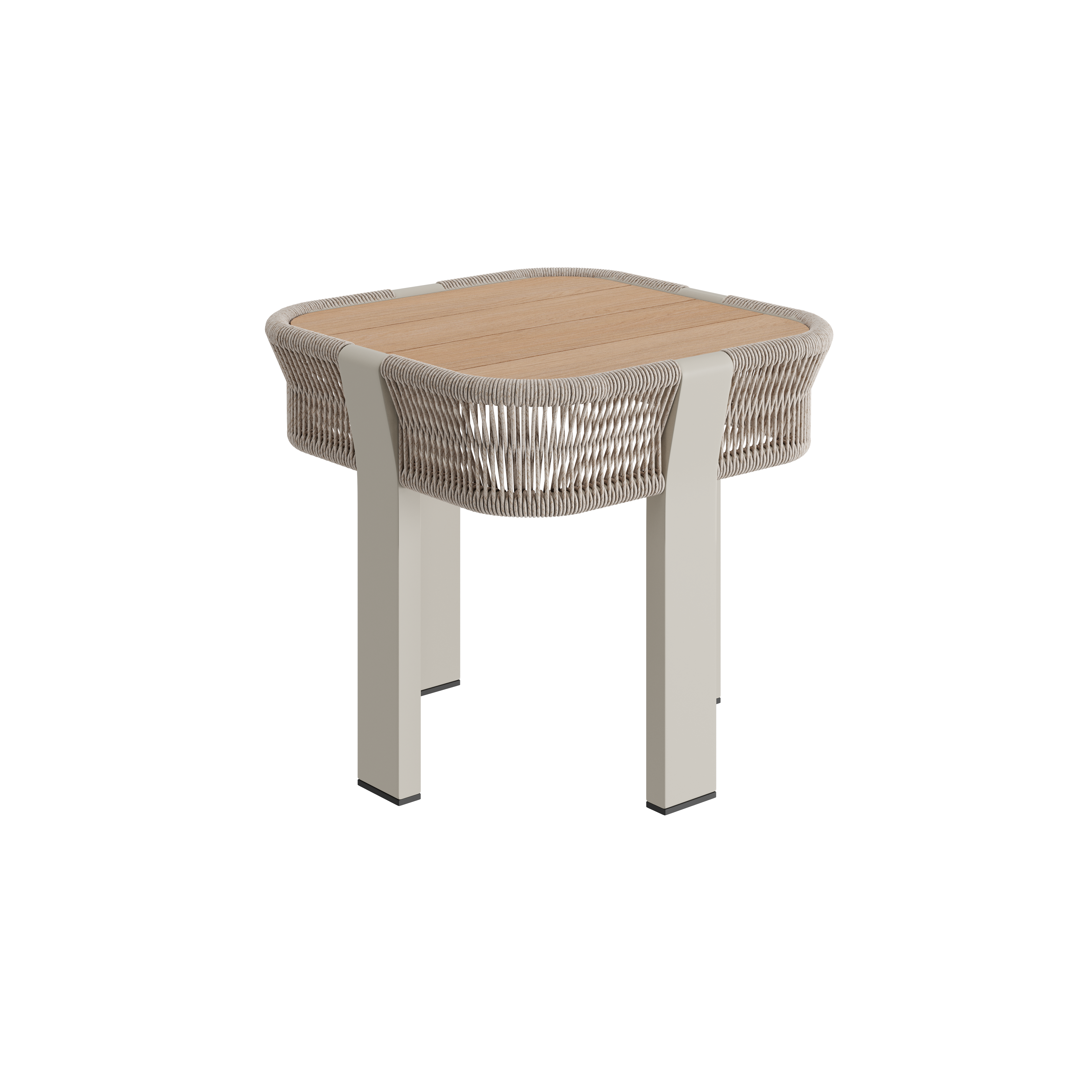 N7 side table in natural weave with aluminium & rope detail product image