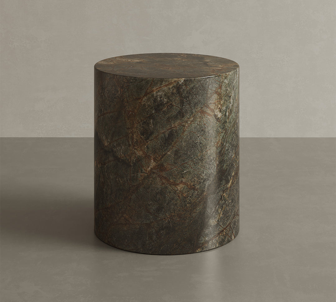 Porto Forest Green Marble Side Table 40cm