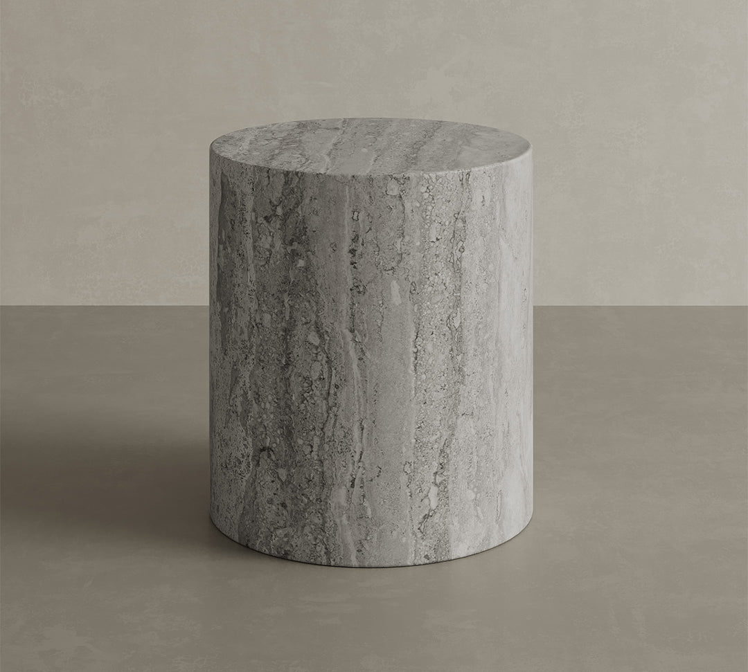 Porto Grey Travertine Side Table 40cm
