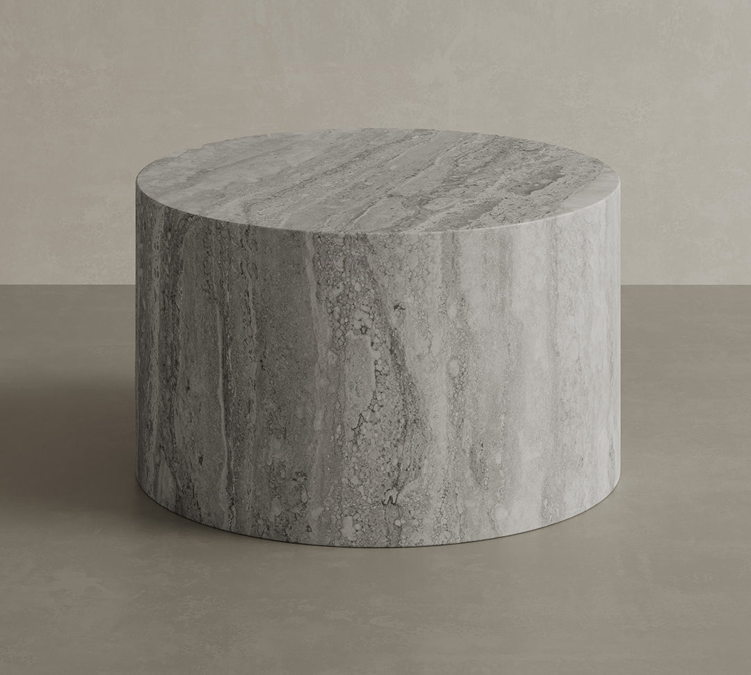 Porto 60cm grey travertine coffee table 