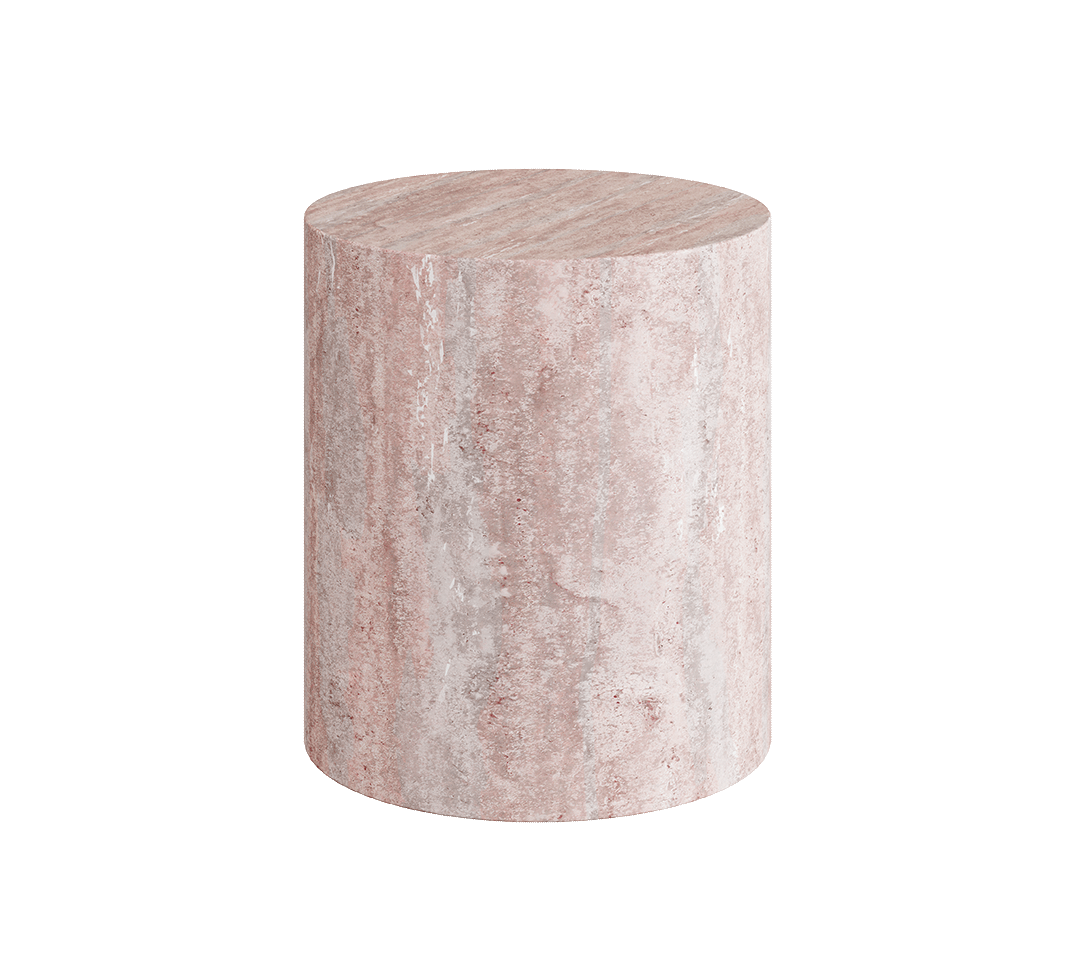 Porto Red Travertine Side Table 40cm