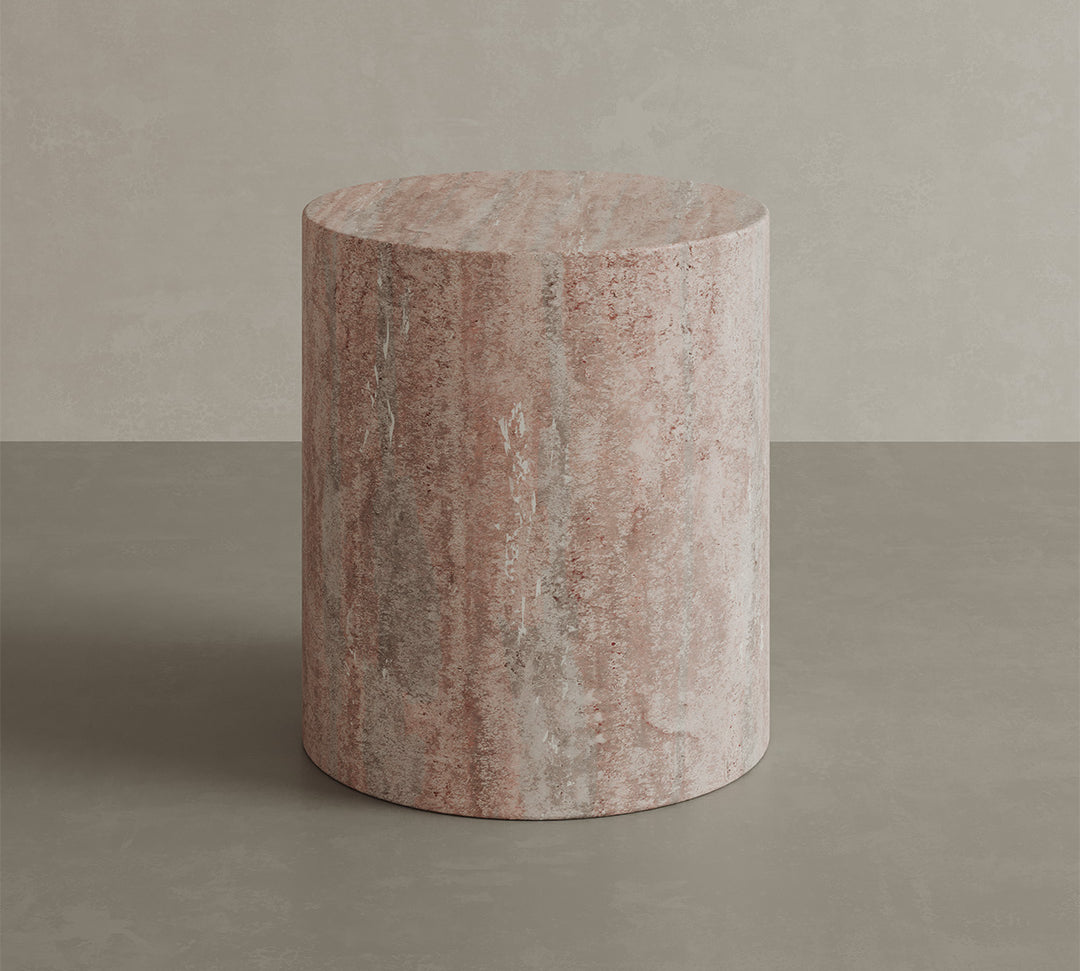 Porto Red Travertine Side Table 40cm