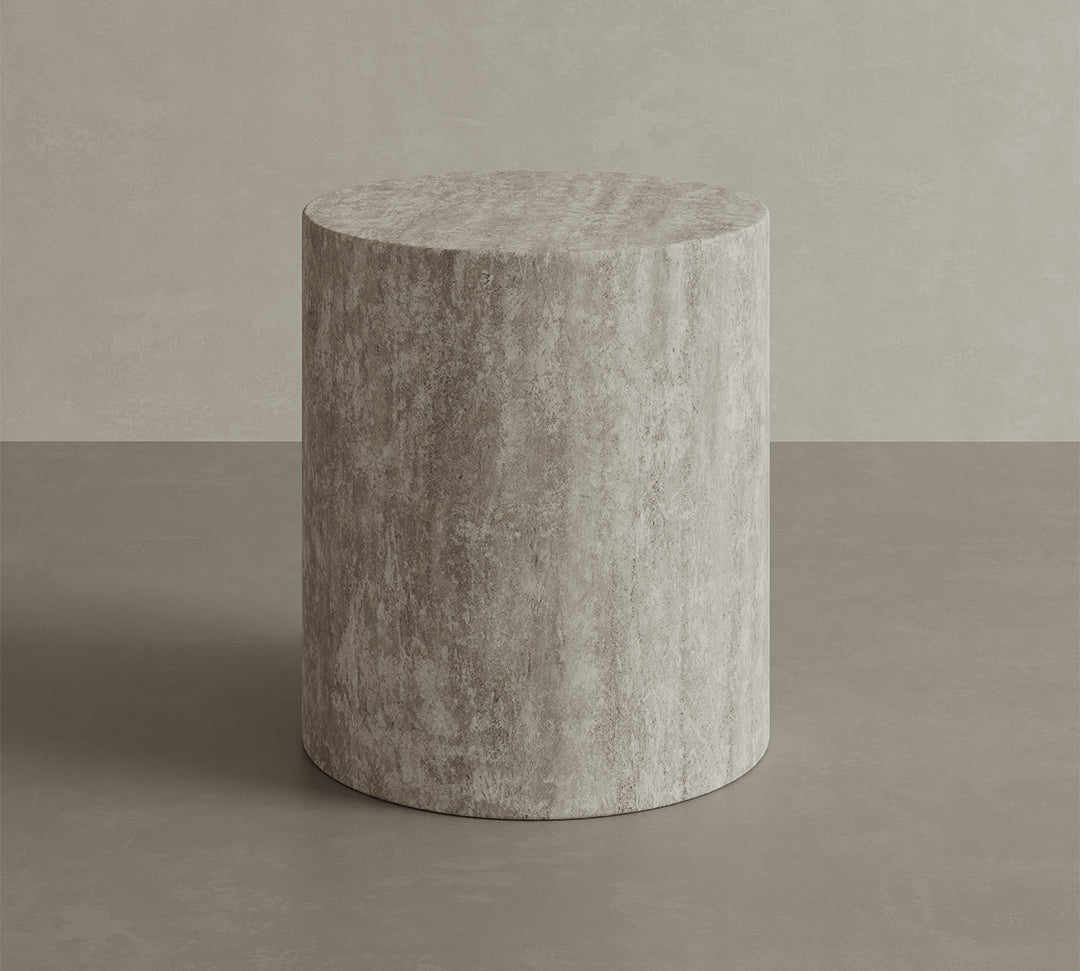 Porto White Travertine Side Table 40cm