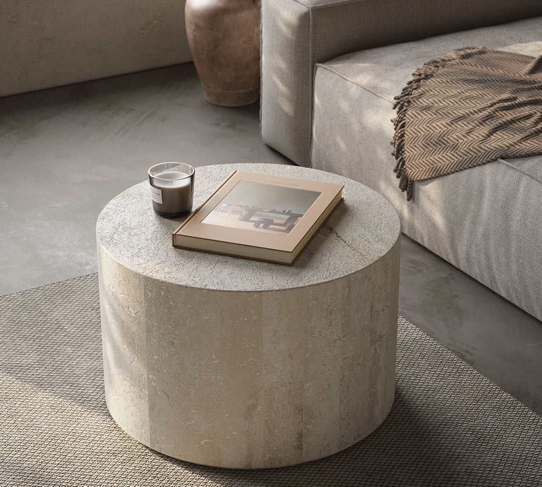 Porto White travertine coffee table 60cm 