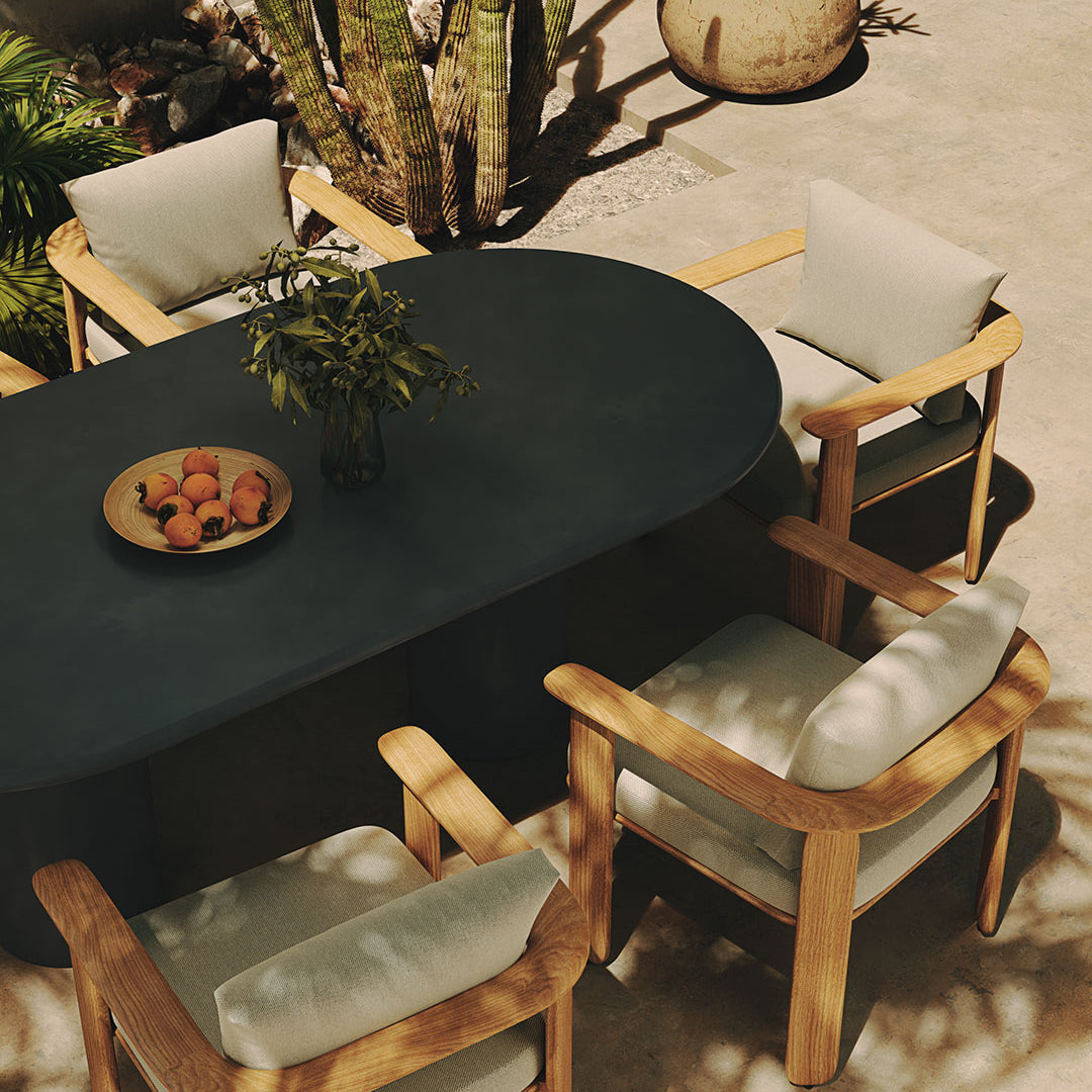 Reine Black Outdoor Indoor Microskin Dining Table